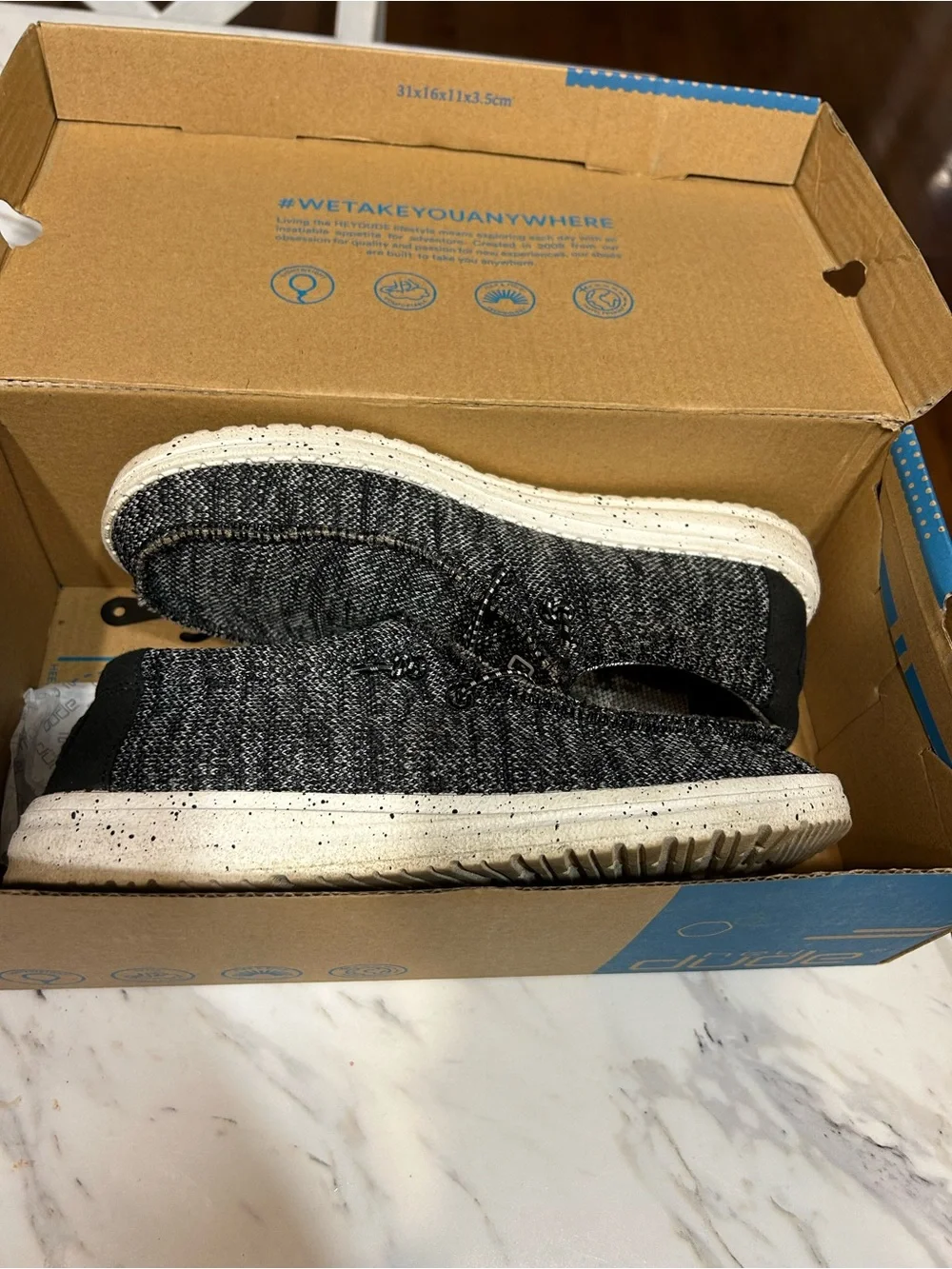Hey Dude Kids Black Knit Slip-On Sneakers